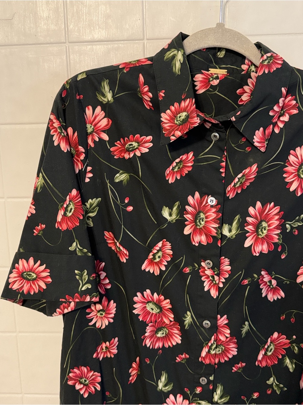 Adam Lippes Dark Floral Cotton Shirtdress